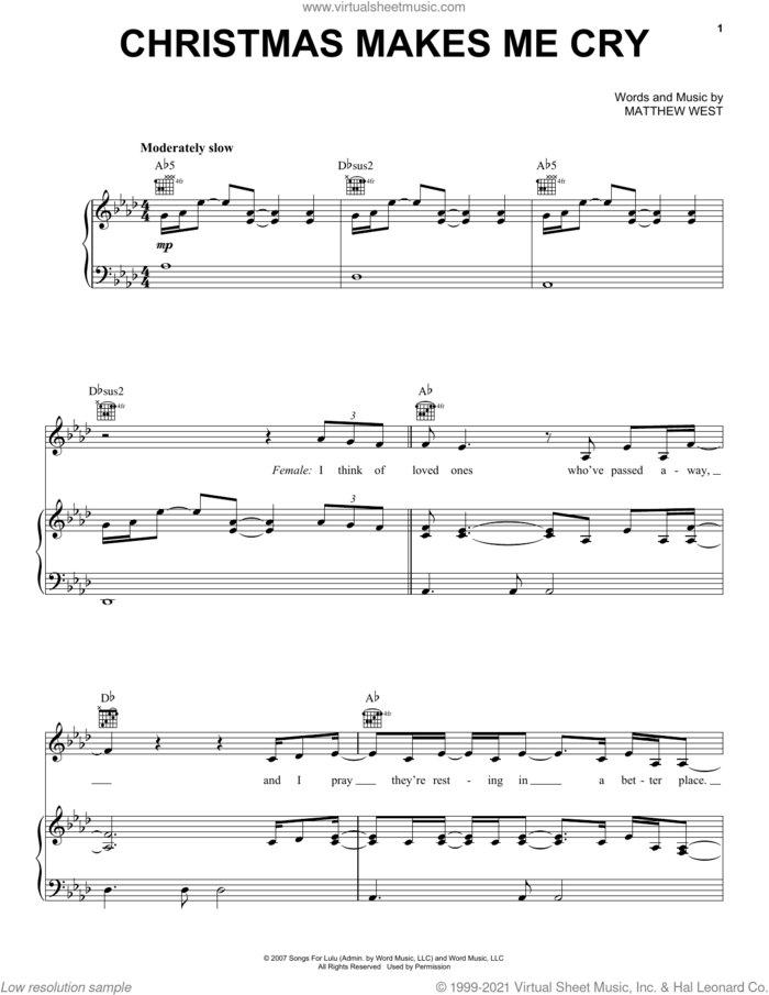 Christmas Makes Me Cry (feat. Matthew West) sheet music for voice, piano or guitar by Mandisa and Matthew West, intermediate skill level