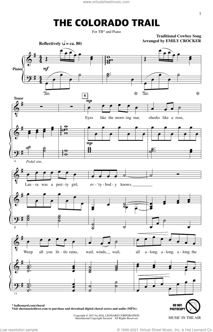 The Colorado Trail (from Music In The Air) sheet music for choir (TB: tenor, bass) by Emily Crocker and Miscellaneous, intermediate skill level