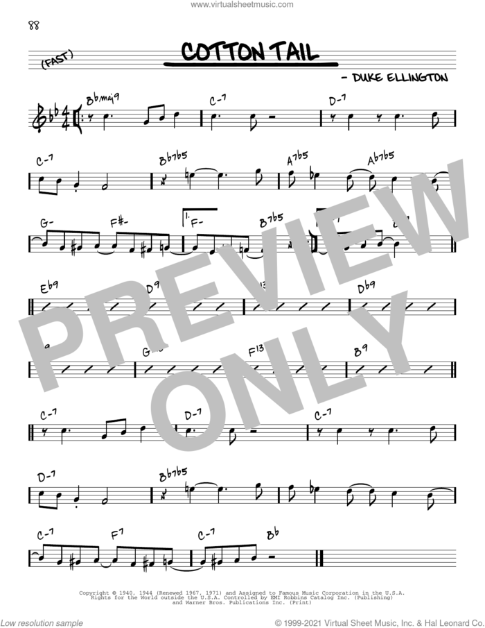 Cotton Tail [Reharmonized version] (arr. Jack Grassel) sheet music for voice and other instruments (real book) by Duke Ellington and Jack Grassel, intermediate skill level