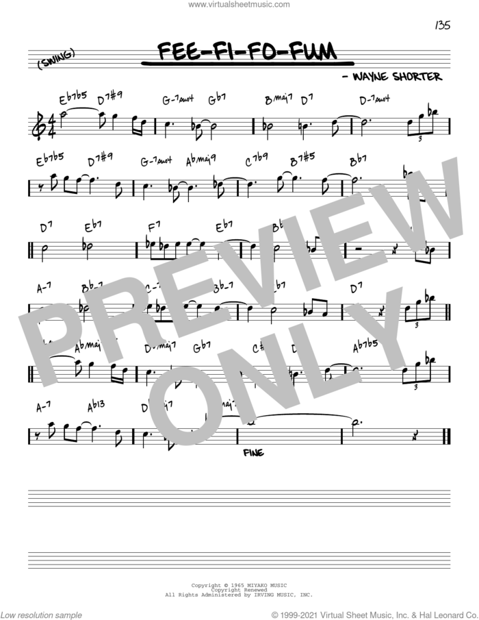 Fee-Fi-Fo-Fum [Reharmonized version] (arr. Jack Grassel) sheet music for voice and other instruments (real book) by Wayne Shorter and Jack Grassel, intermediate skill level