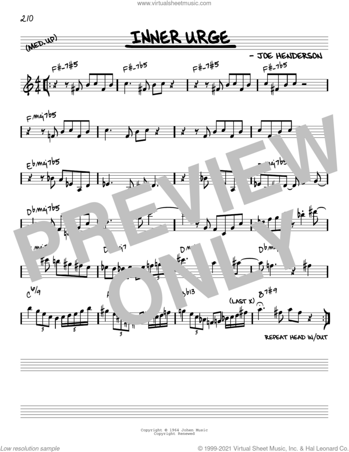 Inner Urge [Reharmonized version] (arr. Jack Grassel) sheet music for voice and other instruments (real book) by Joe Henderson and Jack Grassel, intermediate skill level