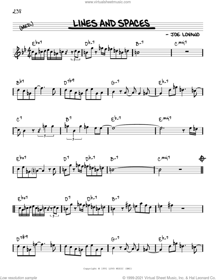 Lines And Spaces [Reharmonized version] (arr. Jack Grassel) sheet music for voice and other instruments (real book) by Joe Lovano and Jack Grassel, intermediate skill level