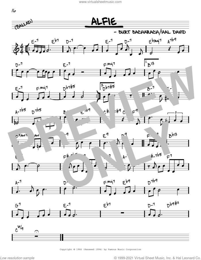 Alfie [Reharmonized version] (arr. Jack Grassel) sheet music for voice and other instruments (real book) by Burt Bacharach, Jack Grassel, Bacharach & David and Hal David, intermediate skill level