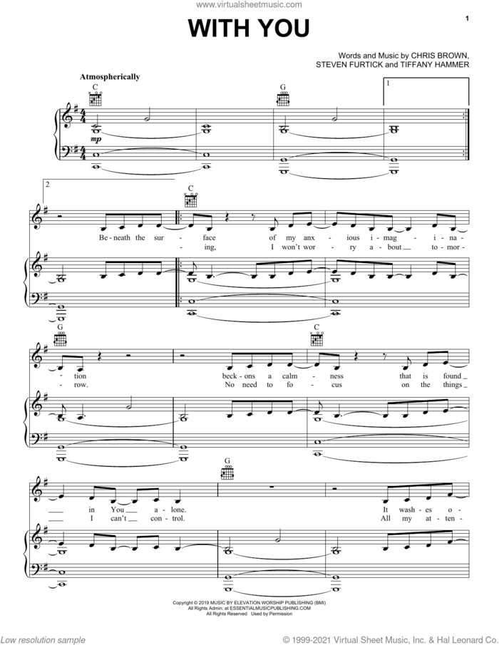 With You sheet music for voice, piano or guitar by Elevation Worship, Chris Brown, Steven Furtick and Tiffany Hammer, intermediate skill level