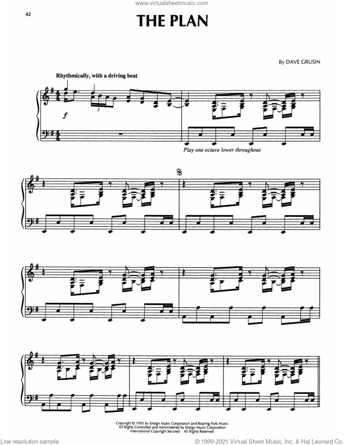 The Plan (from The Firm) sheet music for piano solo by Dave Grusin, intermediate skill level