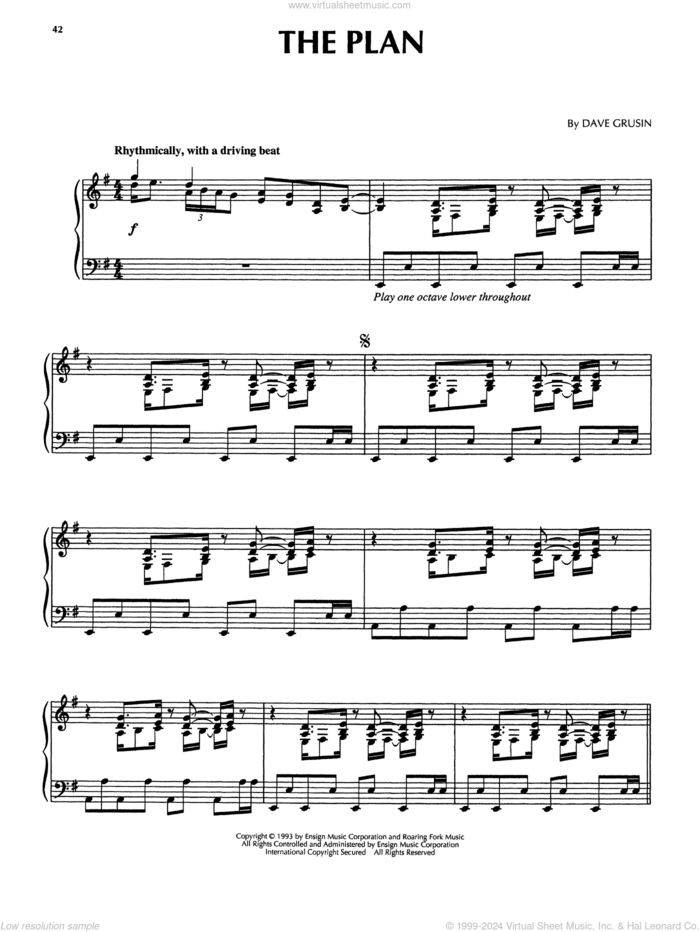 The Plan (from The Firm) sheet music for piano solo by Dave Grusin, intermediate skill level