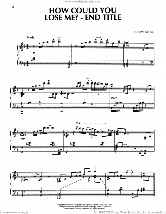 How Could You Lose Me? - End Title (from The Firm) sheet music for piano solo by Dave Grusin, intermediate skill level