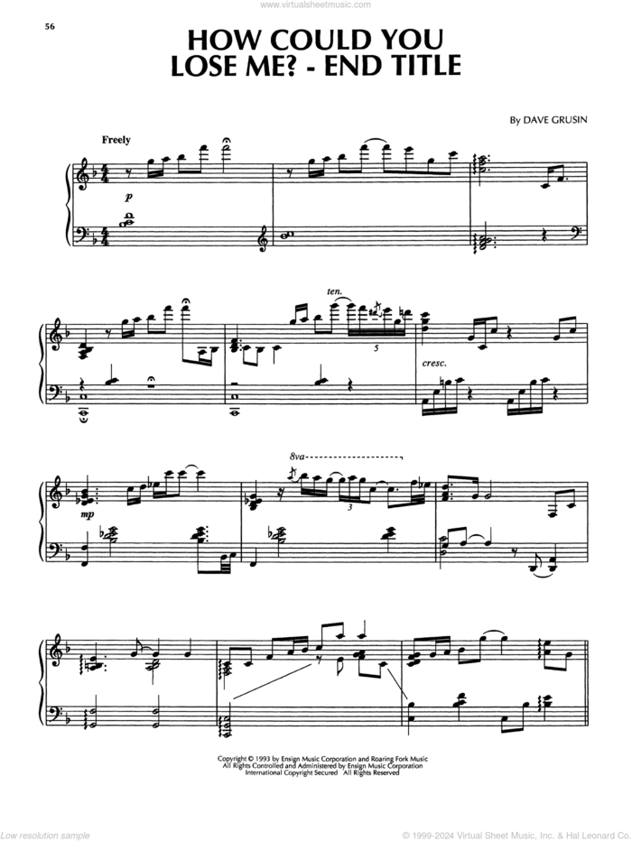 How Could You Lose Me? - End Title (from The Firm) sheet music for piano solo by Dave Grusin, intermediate skill level