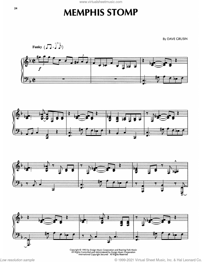 Memphis Stomp (from The Firm) sheet music for piano solo by Dave Grusin, intermediate skill level
