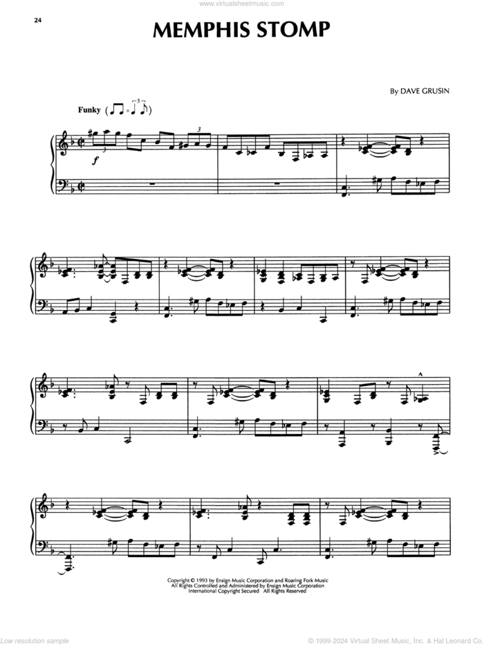 Memphis Stomp (from The Firm) sheet music for piano solo by Dave Grusin, intermediate skill level