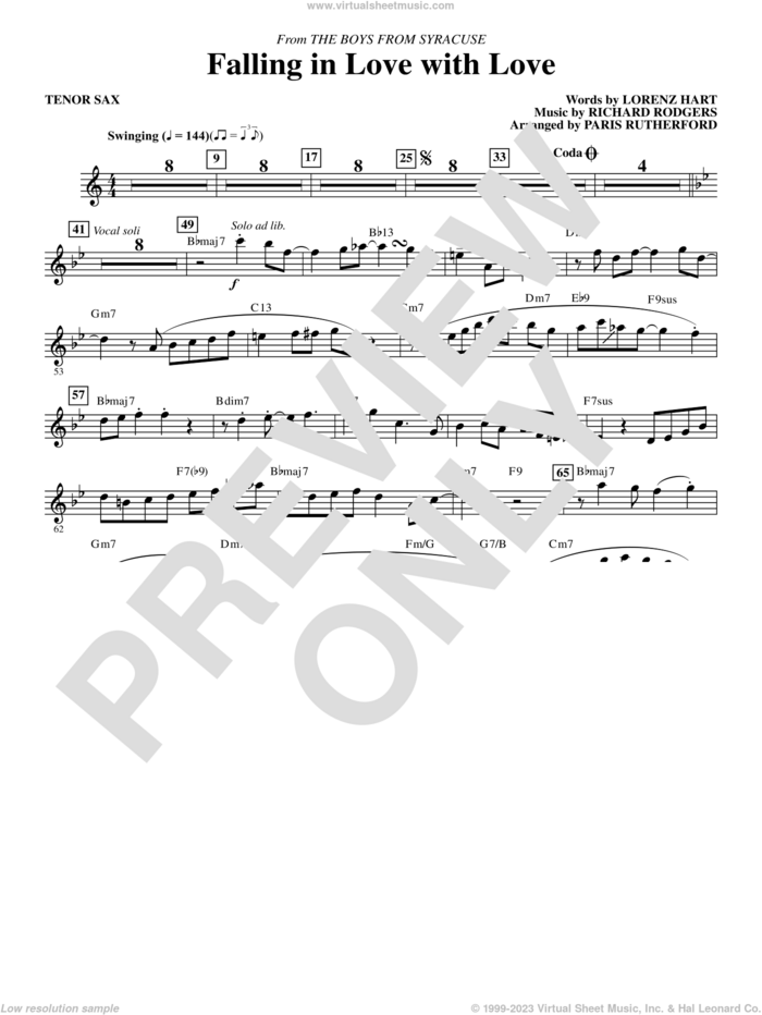 Falling in Love with Love (from The Boys From Syracuse) (arr. Paris Rutherford) sheet music for orchestra/band (tenor sax) by Rodgers & Hart, Paris Rutherford, Lorenz Hart and Richard Rodgers, intermediate skill level