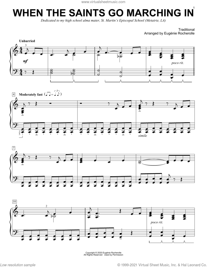 When The Saints Go Marching In [Boogie-woogie version] (arr. Eugenie Rocherolle) sheet music for piano solo  and Eugenie Rocherolle, intermediate skill level