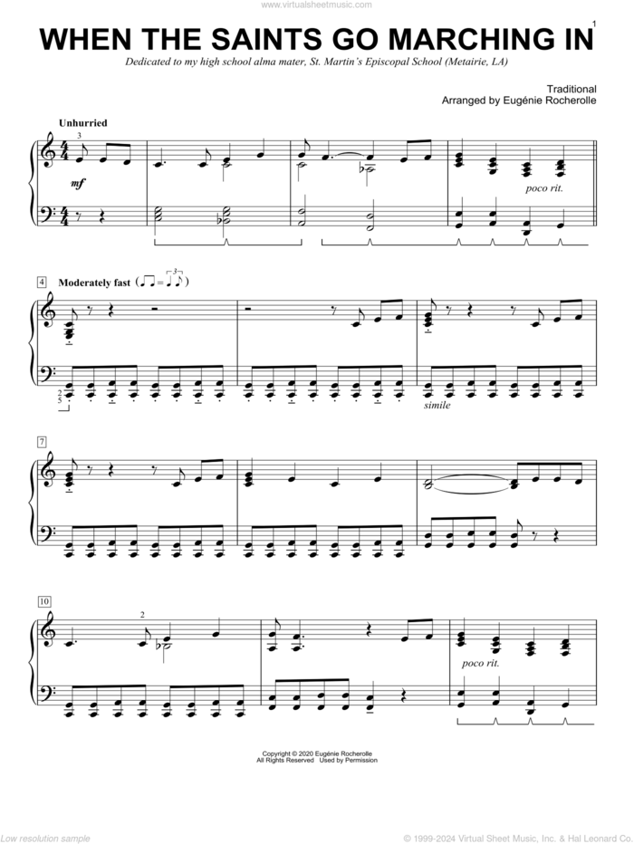 When The Saints Go Marching In [Boogie-woogie version] (arr. Eugenie Rocherolle) sheet music for piano solo  and Eugenie Rocherolle, intermediate skill level