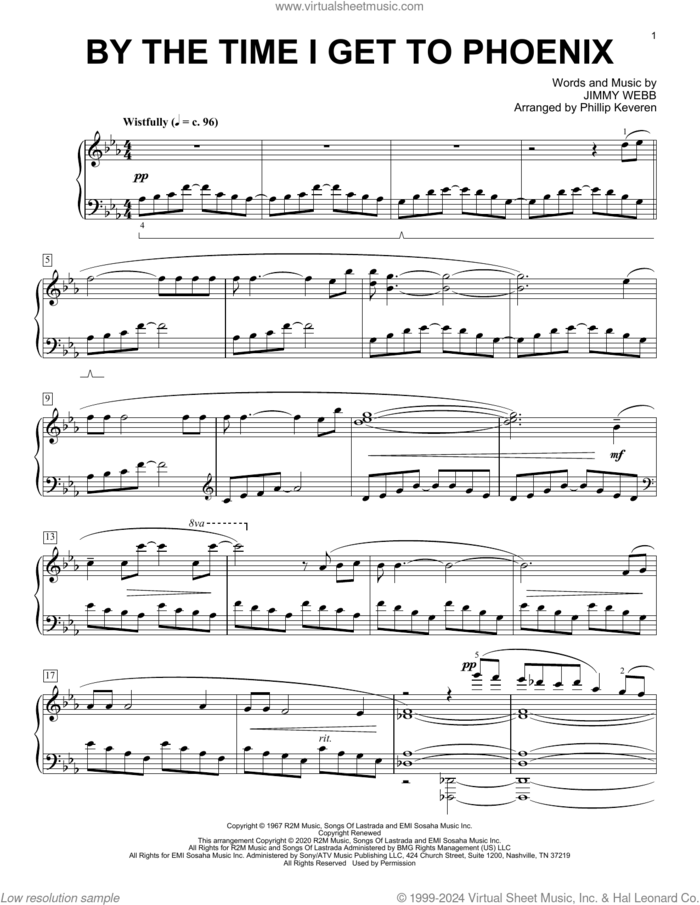 By The Time I Get To Phoenix [Classical version] (arr. Phillip Keveren) sheet music for piano solo by Glen Campbell, Phillip Keveren, Isaac Hayes and Jimmy Webb, intermediate skill level