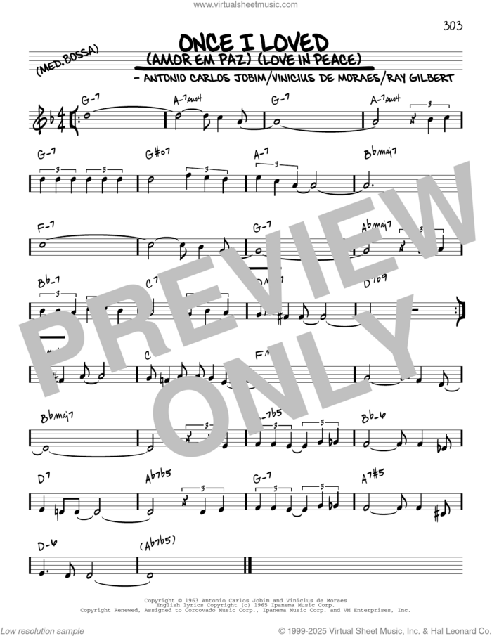 Once I Loved (Amor Em Paz) (Love In Peace) [Reharmonized version] (arr. Jack Grassel) sheet music for voice and other instruments (real book) by Antonio Carlos Jobim, Jack Grassel and Vinicius de Moraes, intermediate skill level