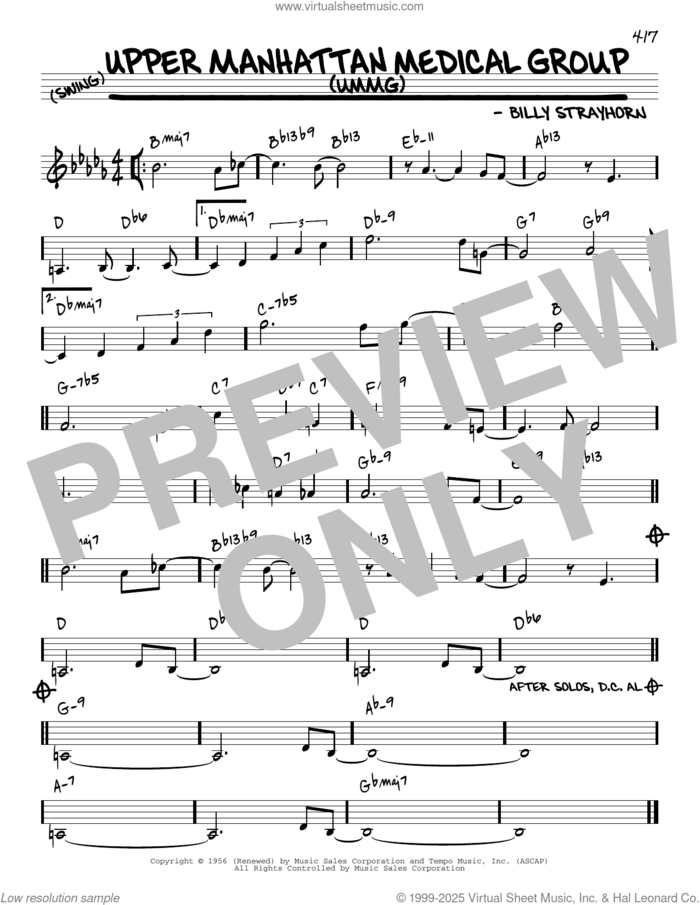 Upper Manhattan Medical Group (UMMG) [Reharmonized version] (arr. Jack Grassel) sheet music for voice and other instruments (real book) by Billy Strayhorn and Jack Grassel, intermediate skill level