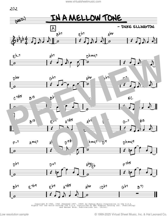 In A Mellow Tone [Reharmonized version] (arr. Jack Grassel) sheet music for voice and other instruments (real book) by Duke Ellington, Jack Grassel and Milt Gabler, intermediate skill level