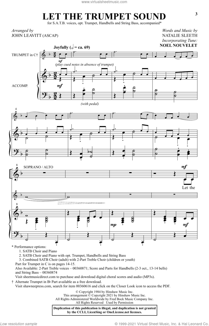 Let The Trumpet Sound (arr. John Leavitt) sheet music for choir (SATB: soprano, alto, tenor, bass) by NATALIE SLEETH and John Leavitt, intermediate skill level