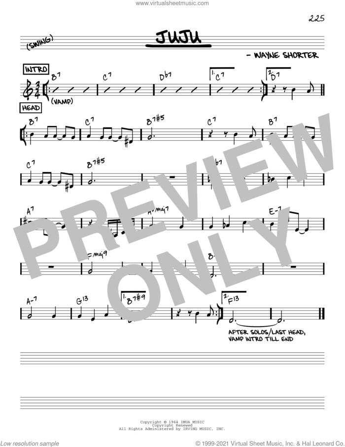 Juju [Reharmonized version] (arr. Jack Grassel) sheet music for voice and other instruments (real book) by Wayne Shorter and Jack Grassel, intermediate skill level