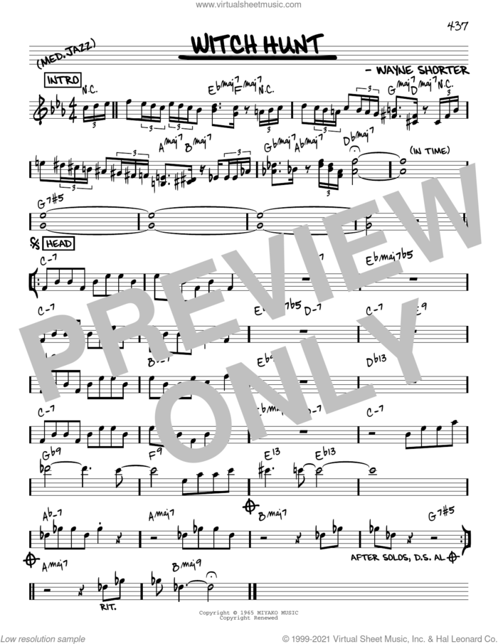 Witch Hunt [Reharmonized version] (arr. Jack Grassel) sheet music for voice and other instruments (real book) by Wayne Shorter and Jack Grassel, intermediate skill level