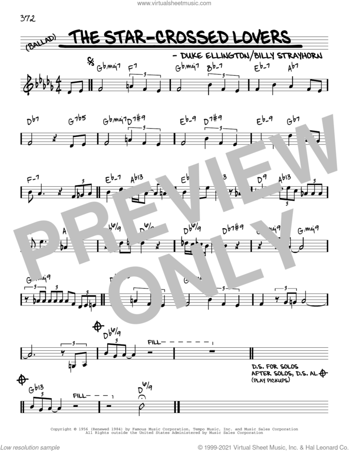 The Star-Crossed Lovers [Reharmonized version] (arr. Jack Grassel) sheet music for voice and other instruments (real book) by Duke Ellington, Jack Grassel and Billy Strayhorn, intermediate skill level