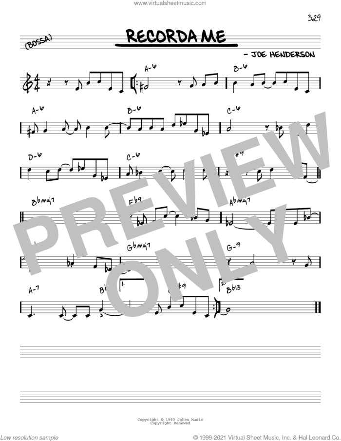 Recorda Me [Reharmonized version] (arr. Jack Grassel) sheet music for voice and other instruments (real book) by Joe Henderson and Jack Grassel, intermediate skill level