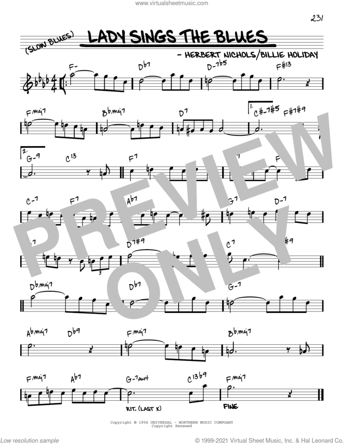 Lady Sings The Blues [Reharmonized version] (arr. Jack Grassel) sheet music for voice and other instruments (real book) by Billie Holiday, Jack Grassel and Herbie Nichols, intermediate skill level
