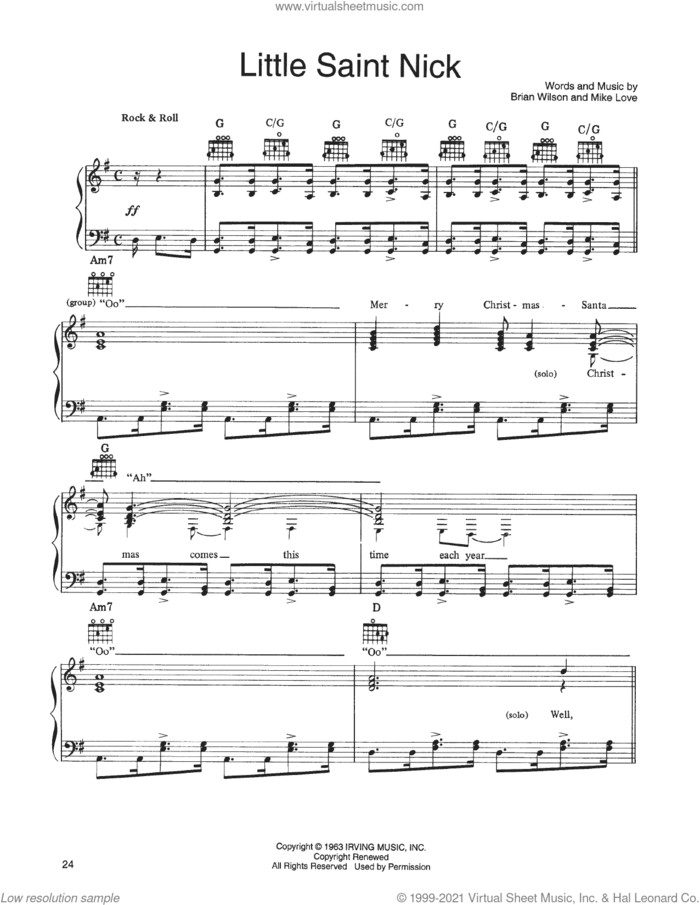 Little Saint Nick (from A Christmas Together) sheet music for voice, piano or guitar by John Denver and The Muppets, The Beach Boys, Brian Wilson and Mike Love, intermediate skill level