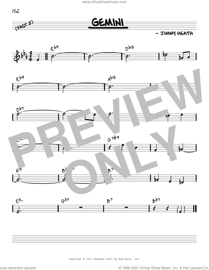 Gemini [Reharmonized version] (arr. Jack Grassel) sheet music for voice and other instruments (real book) by Jimmy Heath and Jack Grassel, intermediate skill level