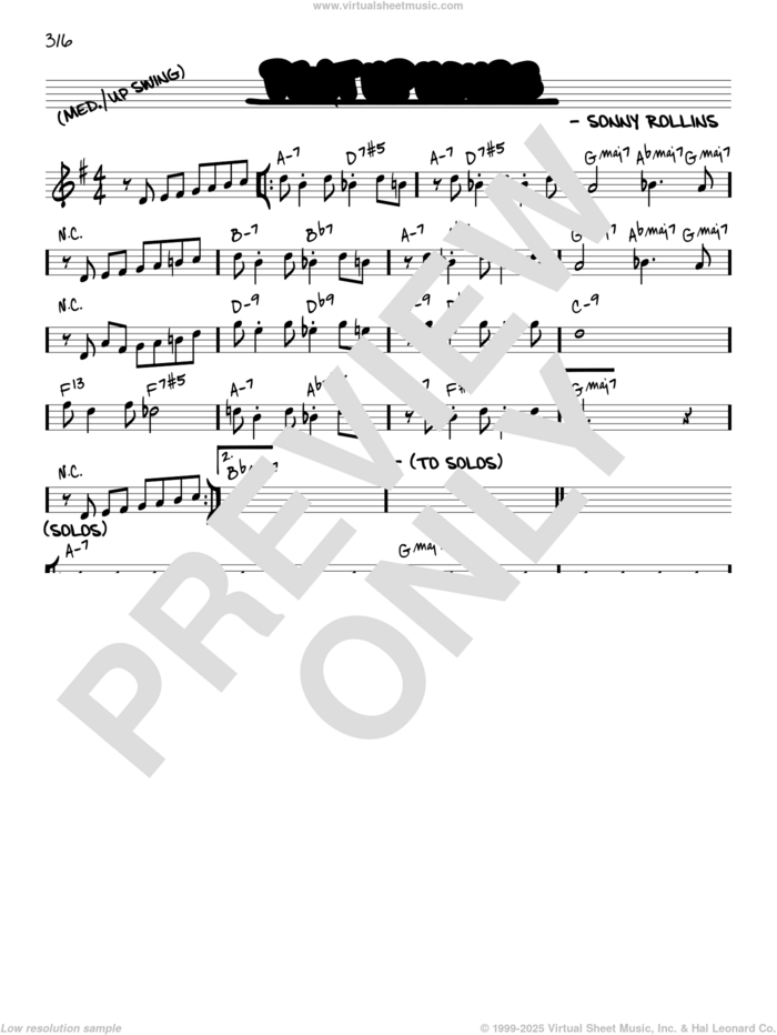 Pent Up House [Reharmonized version] (arr. Jack Grassel) sheet music for voice and other instruments (real book) by Sonny Rollins and Jack Grassel, intermediate skill level