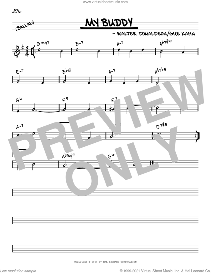 My Buddy [Reharmonized version] (arr. Jack Grassel) sheet music for voice and other instruments (real book) by Walter Donaldson and Gus Kahn, Jack Grassel, Gus Kahn and Walter Donaldson, intermediate skill level