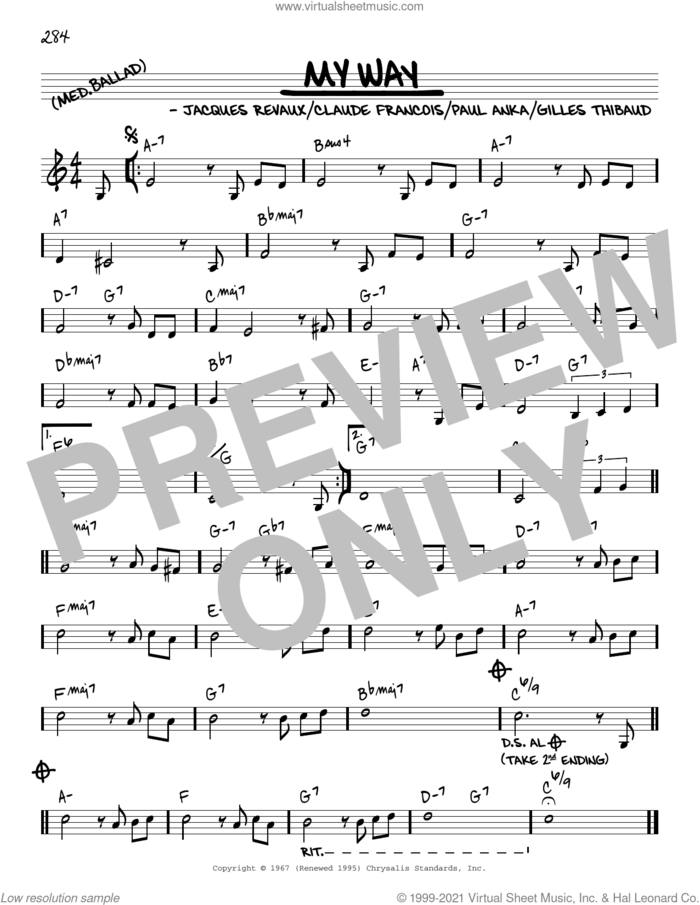 My Way [Reharmonized version] (arr. Jack Grassel) sheet music for voice and other instruments (real book) by Frank Sinatra, Jack Grassel, Elvis Presley, Claude Francois, Gilles Thibault, Jacques Revaux and Paul Anka, intermediate skill level