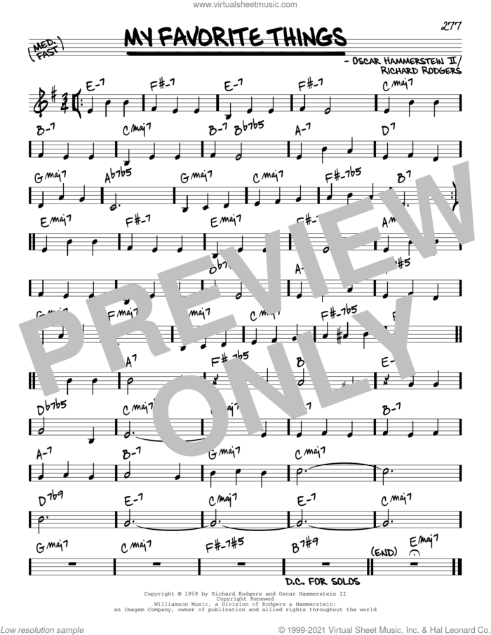My Favorite Things [Reharmonized version] (from The Sound Of Music) (arr. Jack Grassel) sheet music for voice and other instruments (real book) by Rodgers & Hammerstein, Jack Grassel, Oscar II Hammerstein and Richard Rodgers, intermediate skill level
