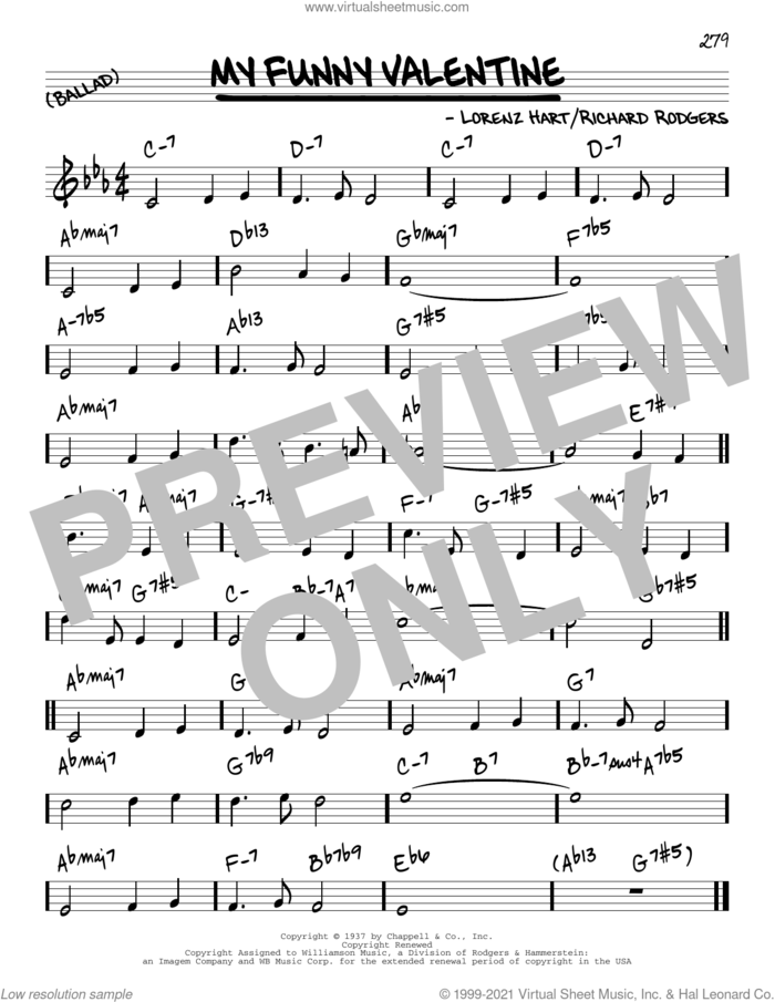 My Funny Valentine [Reharmonized version] (from Babes In Arms) (arr. Jack Grassel) sheet music for voice and other instruments (real book) by Rodgers & Hart, Jack Grassel, Lorenz Hart and Richard Rodgers, intermediate skill level