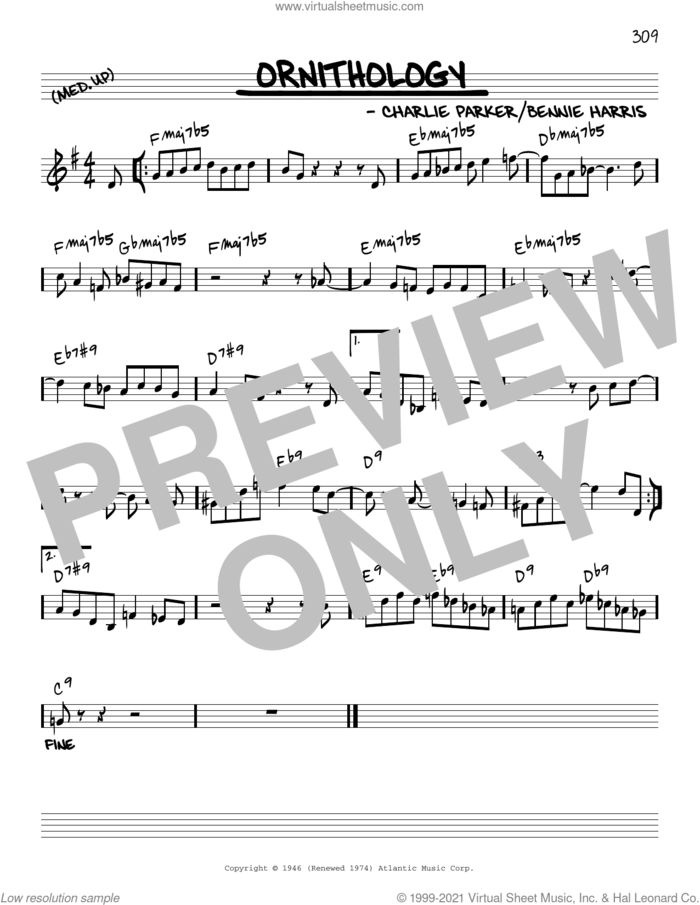 Ornithology [Reharmonized version] (arr. Jack Grassel) sheet music for voice and other instruments (real book) by Charlie Parker, Jack Grassel and Bennie Harris, intermediate skill level