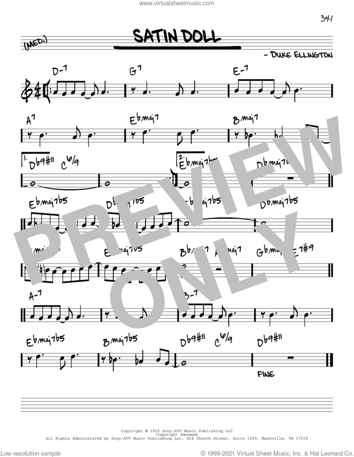 Satin Doll [Reharmonized version] (arr. Jack Grassel) sheet music for voice and other instruments (real book) by Duke Ellington, Jack Grassel, Billy Strayhorn and Johnny Mercer, intermediate skill level