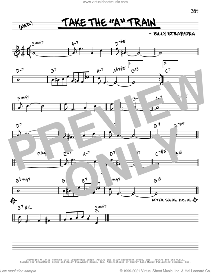 Take The 'A' Train [Reharmonized version] (arr. Jack Grassel) sheet music for voice and other instruments (real book) by Billy Strayhorn and Jack Grassel, intermediate skill level