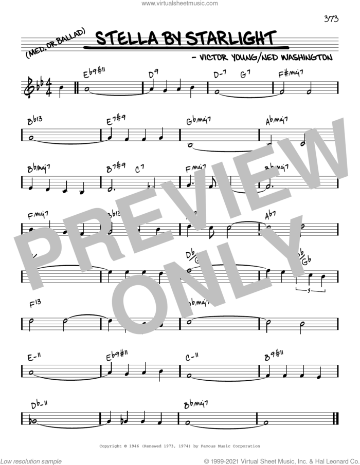 Stella By Starlight [Reharmonized version] (arr. Jack Grassel) sheet music for voice and other instruments (real book) by Ned Washington, Jack Grassel and Victor Young, intermediate skill level