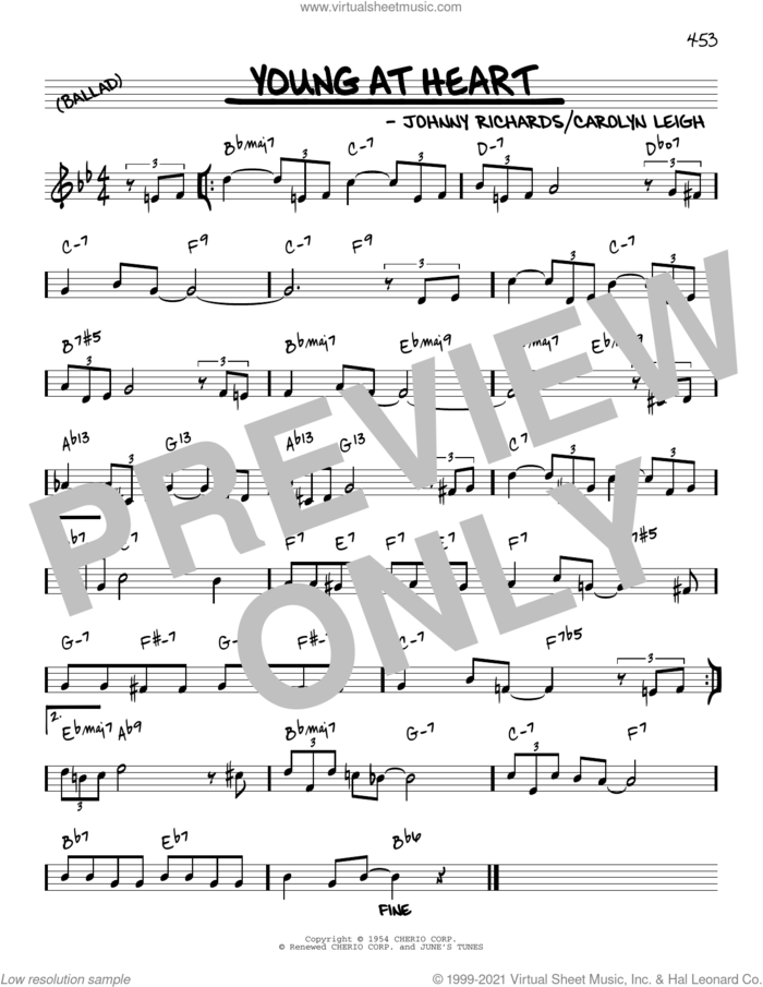 Young At Heart [Reharmonized version] (arr. Jack Grassel) sheet music for voice and other instruments (real book) by Carolyn Leigh, Jack Grassel and Johnny Richards, intermediate skill level