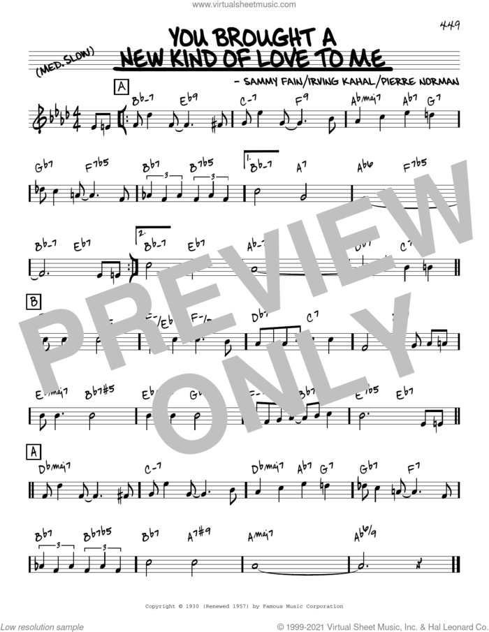 You Brought A New Kind Of Love To Me [Reharmonized version] (arr. Jack Grassel) sheet music for voice and other instruments (real book) by Frank Sinatra, Jack Grassel, Irving Kahal, Pierre Norman and Sammy Fain, intermediate skill level