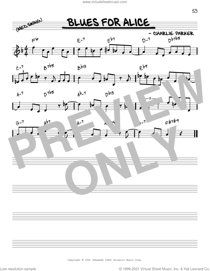 Blues For Alice [Reharmonized version] (arr. Jack Grassel) sheet music for voice and other instruments (real book) by Charlie Parker, Jack Grassel and John Coltrane, intermediate skill level