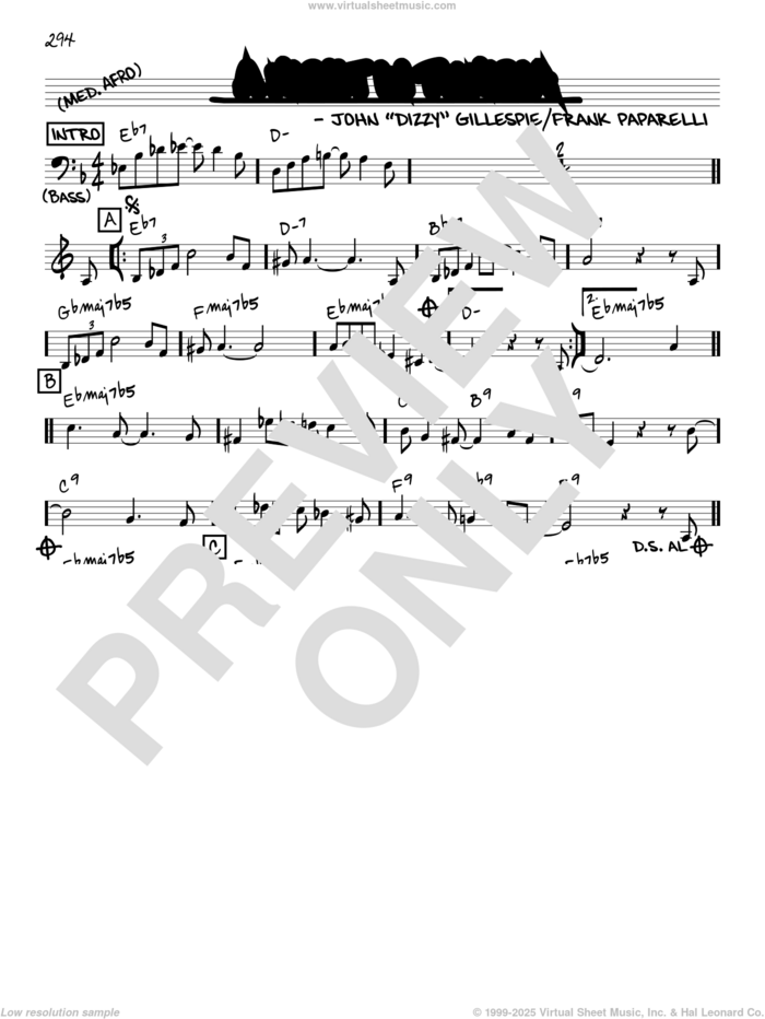 A Night In Tunisia [Reharmonized version] (arr. Jack Grassel) sheet music for voice and other instruments (real book) by Dizzy Gillespie, Jack Grassel and Frank Paparelli, intermediate skill level