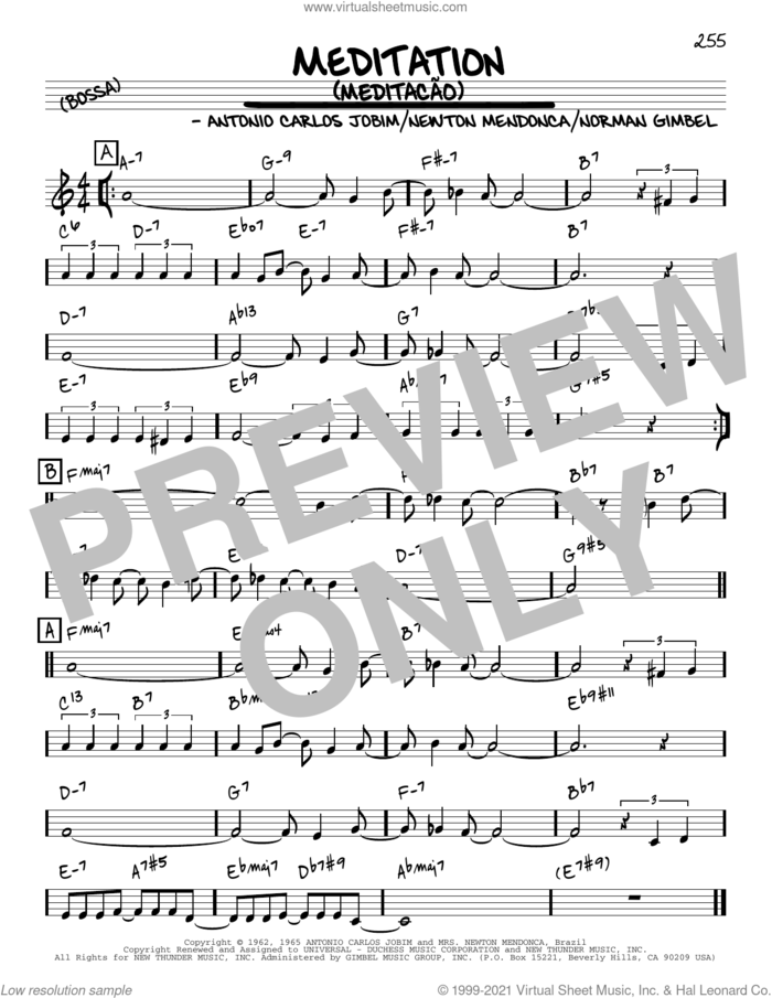 Meditation (Meditacao) [Reharmonized version] (arr. Jack Grassel) sheet music for voice and other instruments (real book) by Norman Gimbel, Jack Grassel, Antonio Carlos Jobim and Newton Mendonca, intermediate skill level