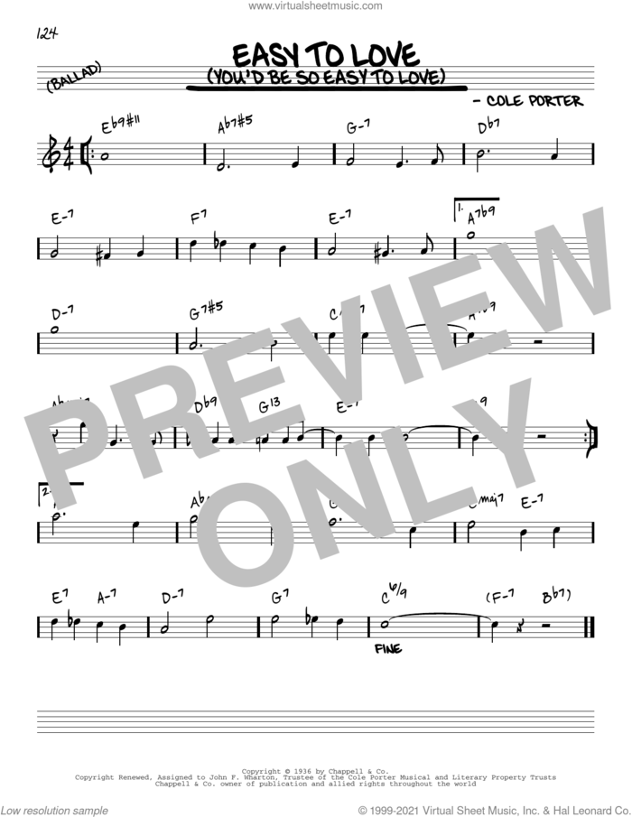 Easy To Love (You'd Be So Easy To Love) [Reharmonized version] (arr. Jack Grassel) sheet music for voice and other instruments (real book) by Cole Porter and Jack Grassel, intermediate skill level