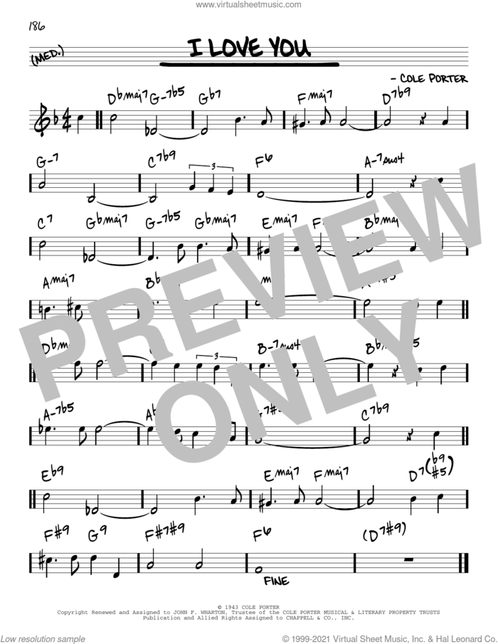 I Love You [Reharmonized version] (arr. Jack Grassel) sheet music for voice and other instruments (real book) by Cole Porter and Jack Grassel, intermediate skill level