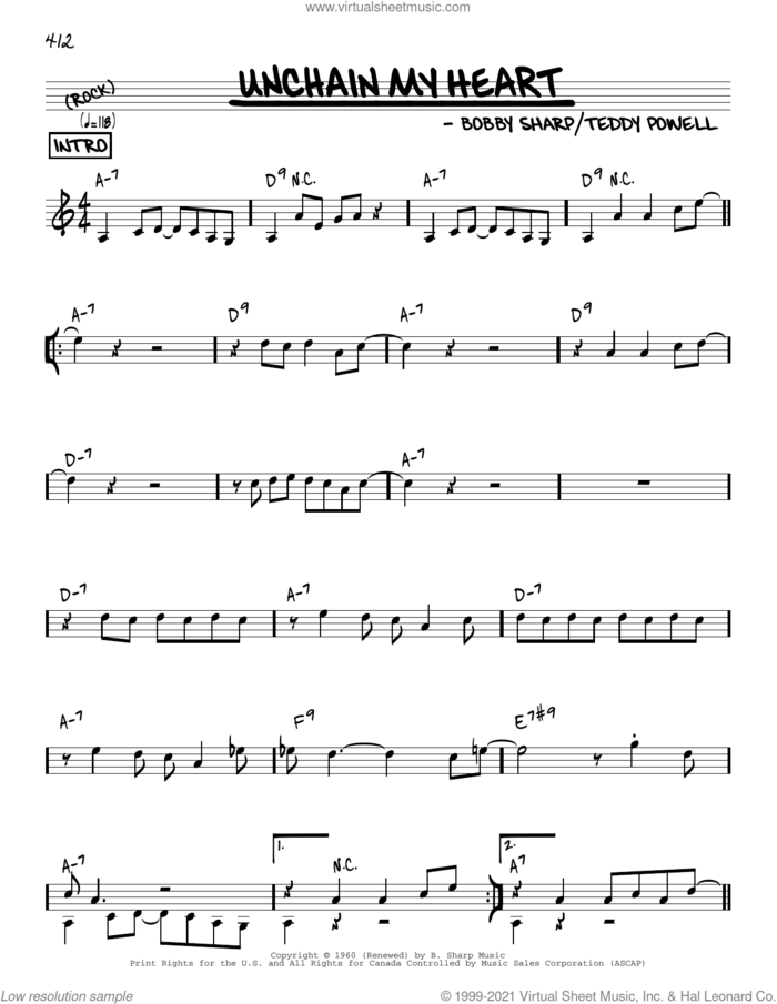 Unchain My Heart [Reharmonized version] (arr. Jack Grassel) sheet music for voice and other instruments (real book) by Ray Charles, Jack Grassel, Bobby Sharp and Teddy Powell, intermediate skill level