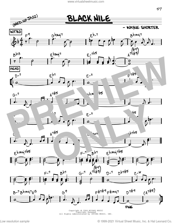 Black Nile [Reharmonized version] (arr. Jack Grassel) sheet music for voice and other instruments (real book) by Wayne Shorter and Jack Grassel, intermediate skill level