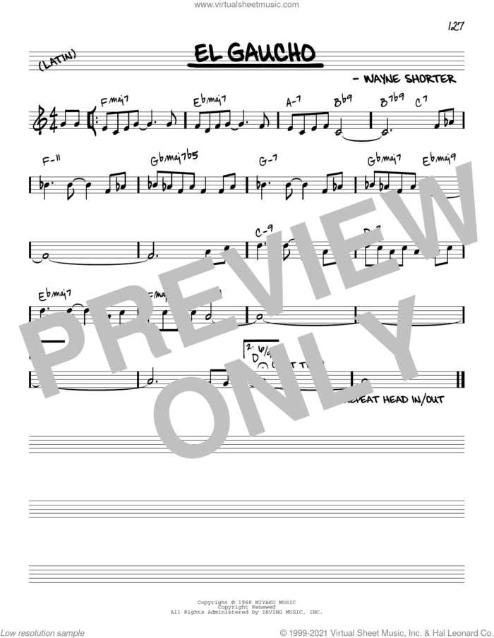 El Gaucho [Reharmonized version] (arr. Jack Grassel) sheet music for voice and other instruments (real book) by Wayne Shorter and Jack Grassel, intermediate skill level
