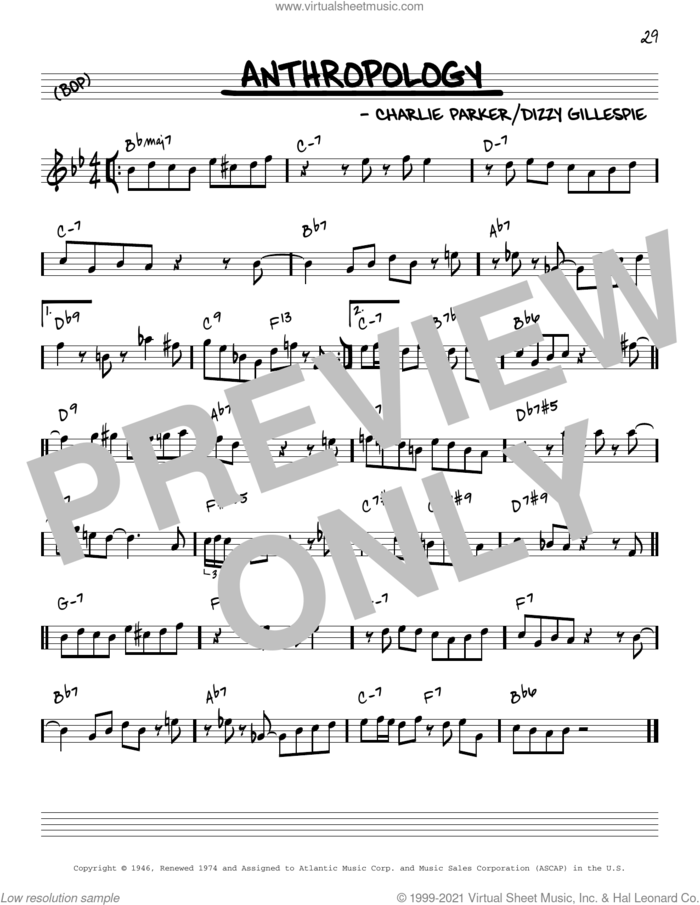 Anthropology [Reharmonized version] (arr. Jack Grassel) sheet music for voice and other instruments (real book) by Charlie Parker, Jack Grassel and Dizzy Gillespie, intermediate skill level