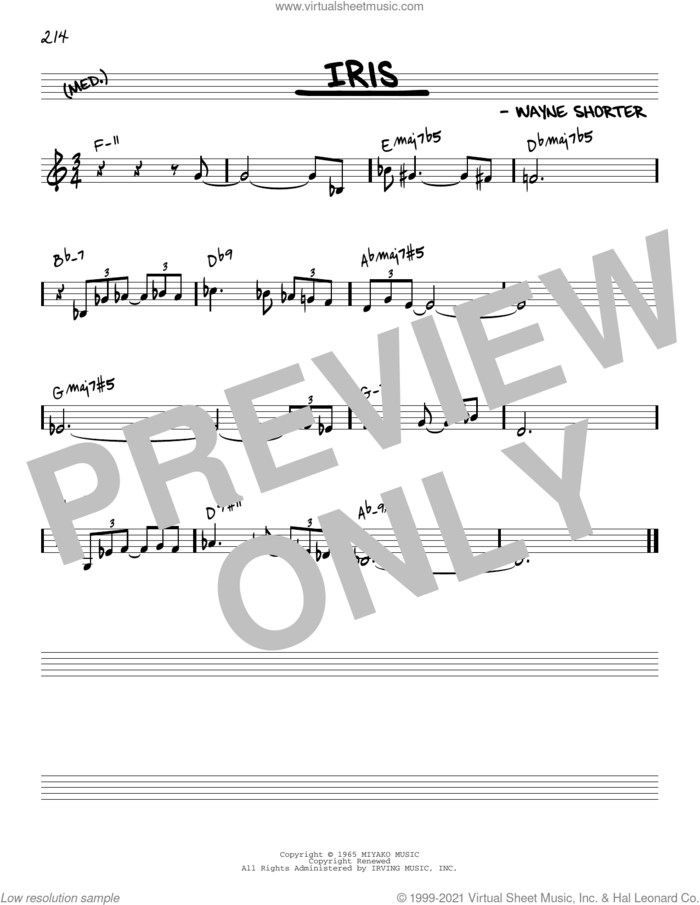 Iris [Reharmonized version] (arr. Jack Grassel) sheet music for voice and other instruments (real book) by Wayne Shorter and Jack Grassel, intermediate skill level